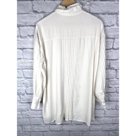 GIRL AND THE SUN Women's White Linen Blend Oversize Shirt Dress Medium - Picture 5 of 5